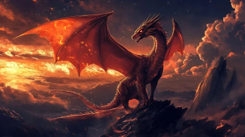 Red Dragon on a Mountain