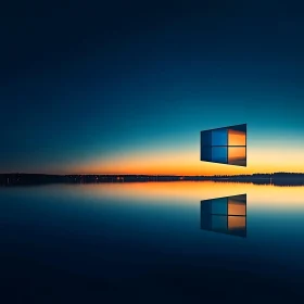 Dreamy Geometric Logo with Sunset Scene