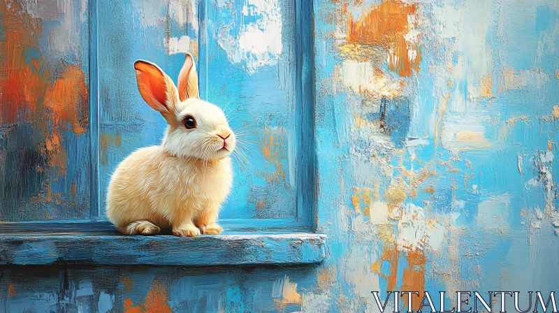 AI ART Artistic Bunny Against Colorful Canvas