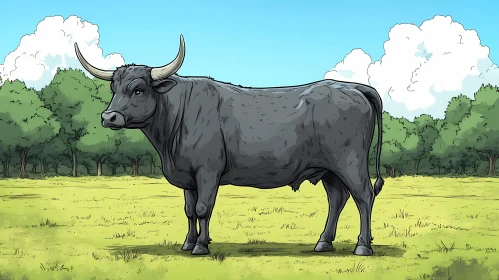 Bull Cartoon in Nature