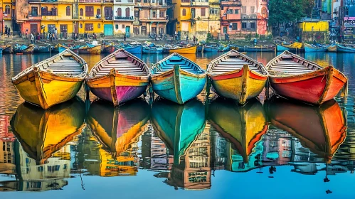 Vibrant Boats and Reflections