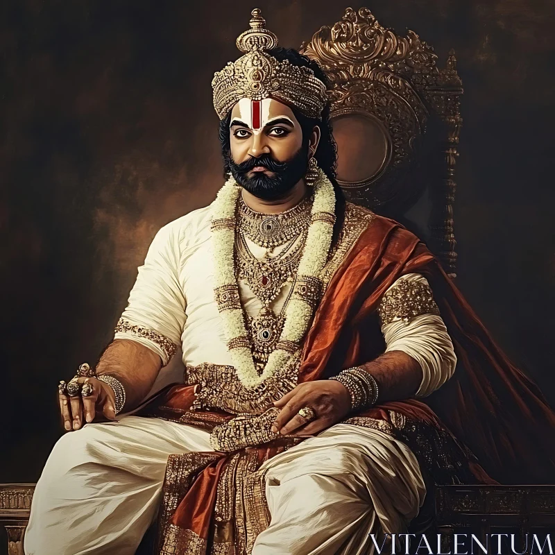 Royal Portrait of an Indian King AI Image