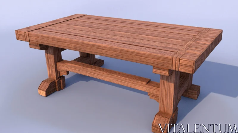 AI ART Simple Wooden Table with Visible Grain