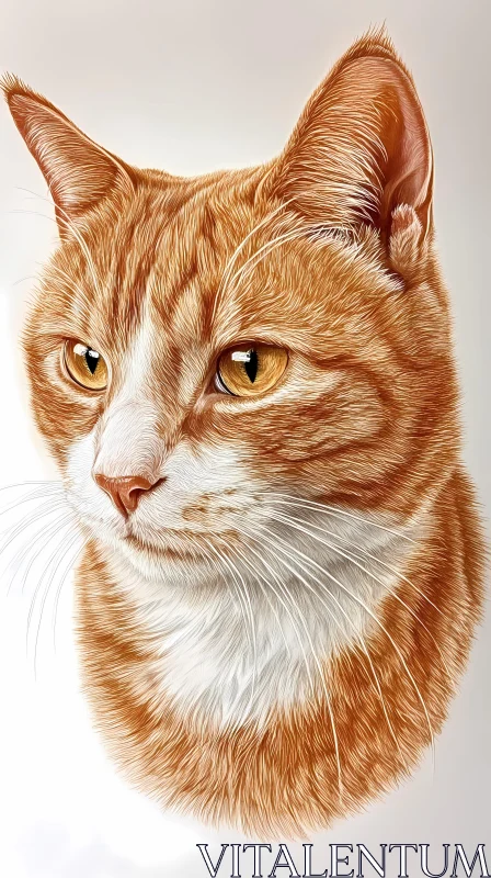 AI ART Lifelike Ginger Cat with Golden Eyes