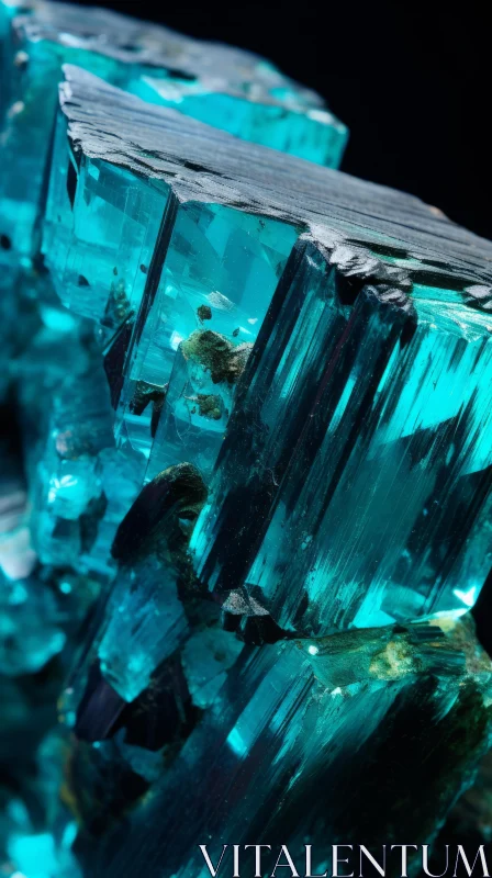 Translucent Turquoise Crystals: A Display of Color and Craftsmanship AI Image