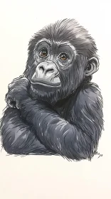 Thoughtful Gorilla Art