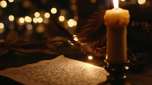 Warm Candlelight and Handwritten Letter