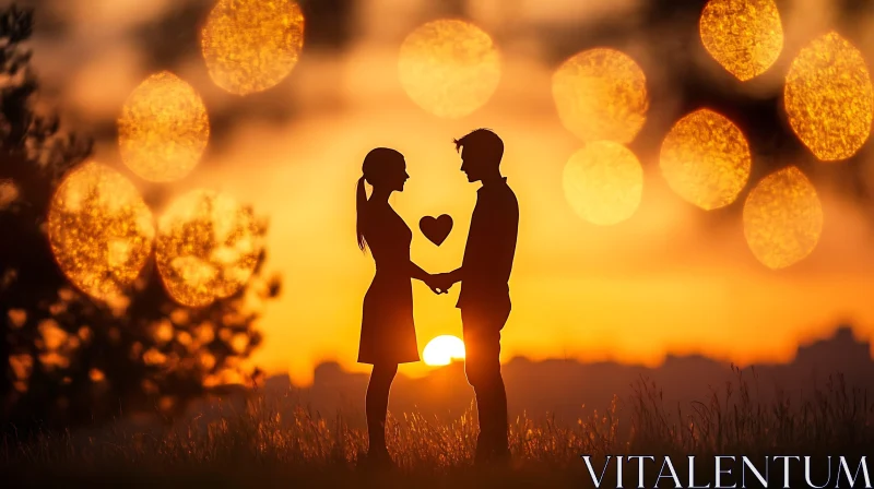 AI ART Silhouette of Couple at Sunset