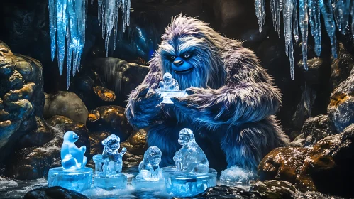 Abominable Snowman with Ice Art