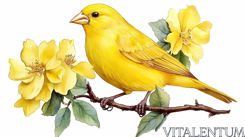 Bird and Flowers Artwork AI Image