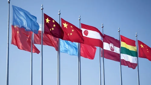 Flags of the World Against Azure