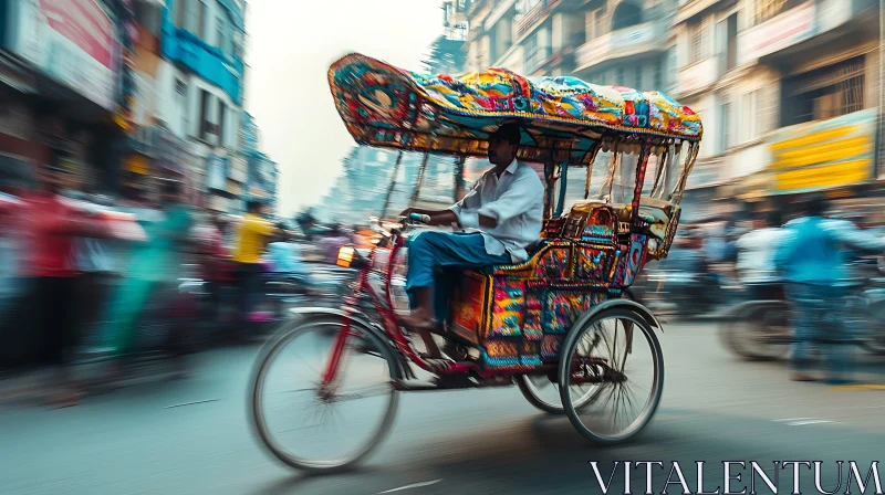 Colorful Rickshaw in Motion AI Image