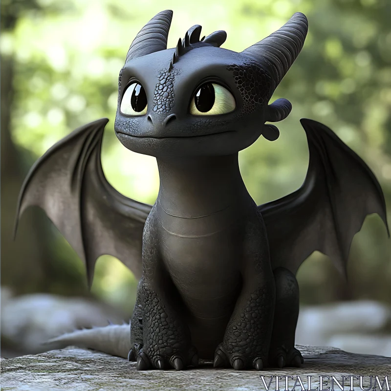 Stylized Dragon with Big Eyes AI Image