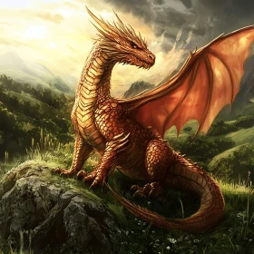 Fantasy Dragon in Natural Landscape