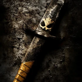 Antique Sword with Golden Skull