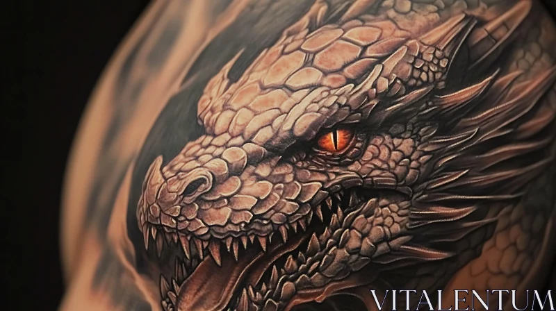 AI ART Detailed Dragon Tattoo Close-Up