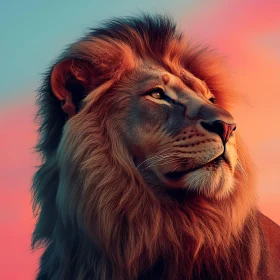 Lion with Sunset Mane