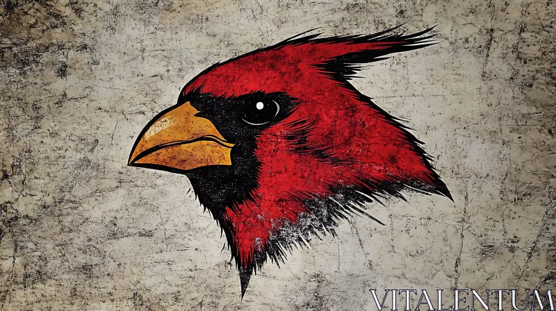 Red Cardinal Bird Art AI Image