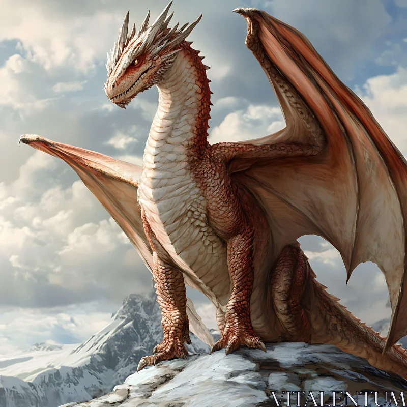 AI ART Red Dragon on Mountain Peak