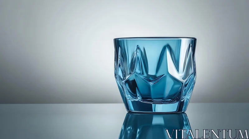 Geometric Glassware: A Study in Blue AI Image