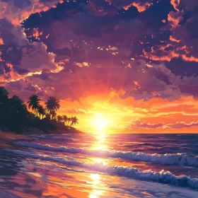 Tropical Sunset Over the Ocean