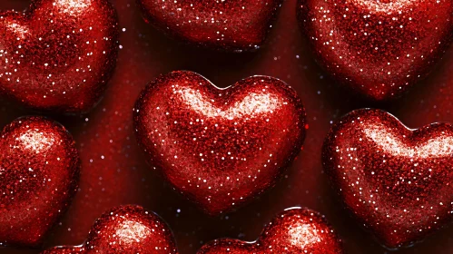 Red Glitter Hearts Valentine's Day