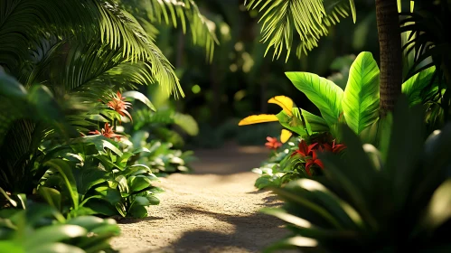 Tropical Pathway Drenched in Sunlight