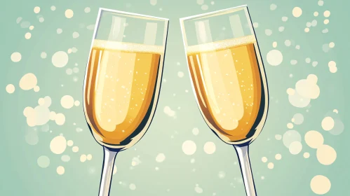 Festive Champagne Glasses Clinking