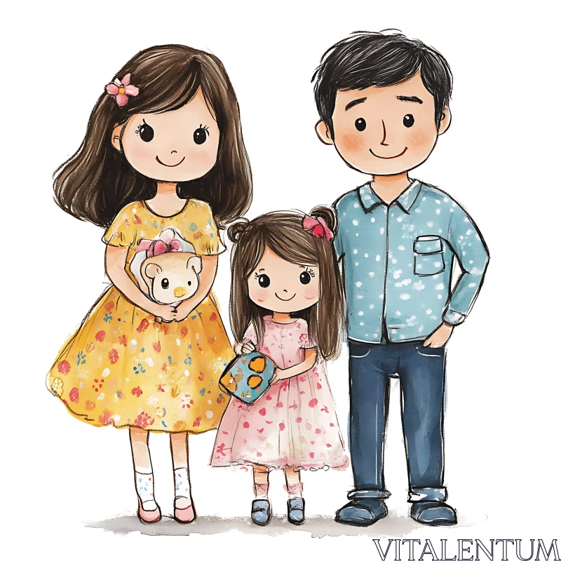 AI ART Cartoon Family Portrait: A Heartwarming Illustration