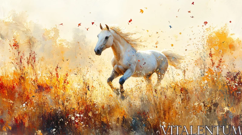 Graceful Horse in Autumn Setting AI Image