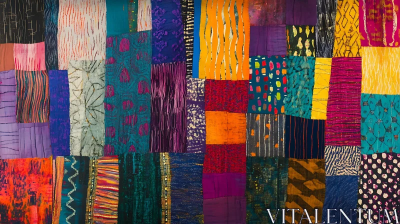 Colorful Fabric Patchwork AI Image