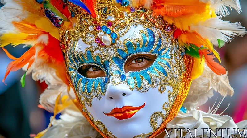 Detailed Venetian Mask Close-Up AI Image