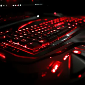 Futuristic Red-Lit Gaming Keyboard