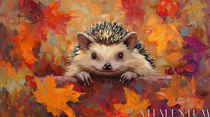 AI ART Charming Fall Hedgehog Illustration