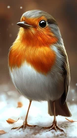 Vivid Robin Among Snowflakes