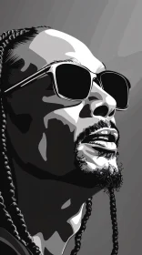 Stylized Monochrome Snoop Dogg Art