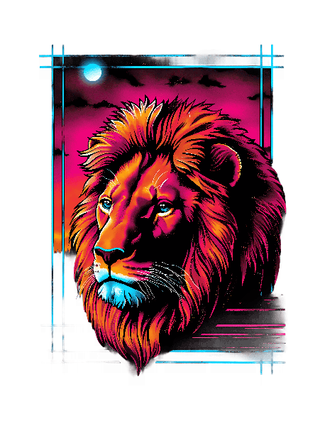 POD Design Vivid Lion T-Shirt Design - Wildlife Art