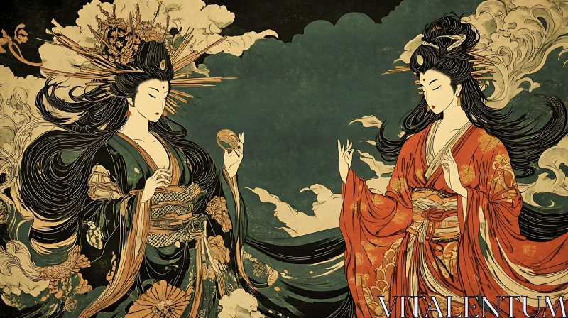 AI ART Vintage Japanese Women in Kimonos