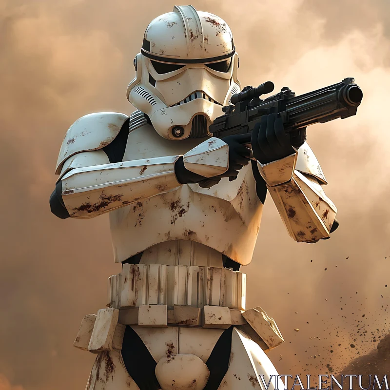 AI ART Worn Stormtrooper with Weapon