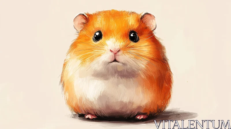 Cute Orange Hamster Portrait AI Image