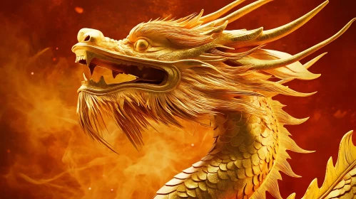 Golden Dragon in Fiery Hues