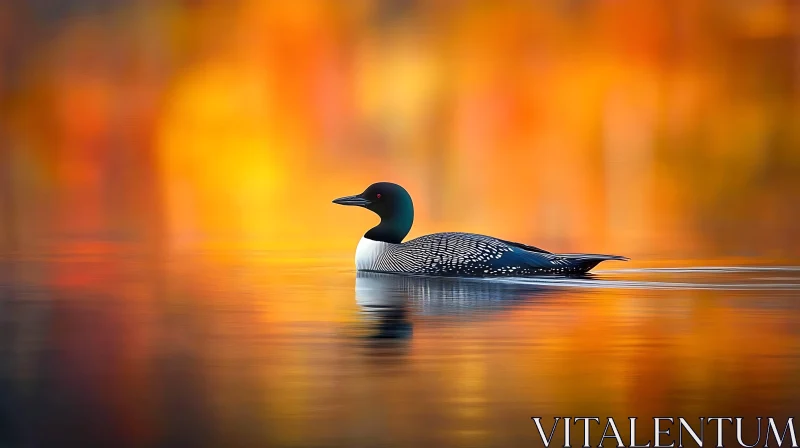 AI ART Autumnal Bird on Water