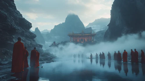Tranquil Monks Journey to Mountain Temple