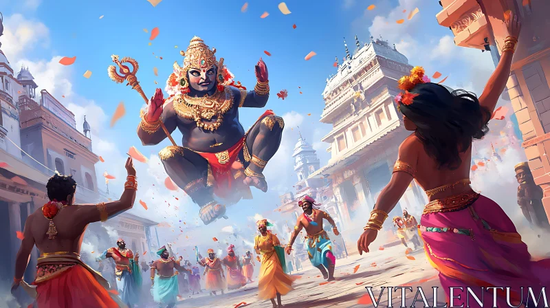 AI ART Indian Festival with Levitation God