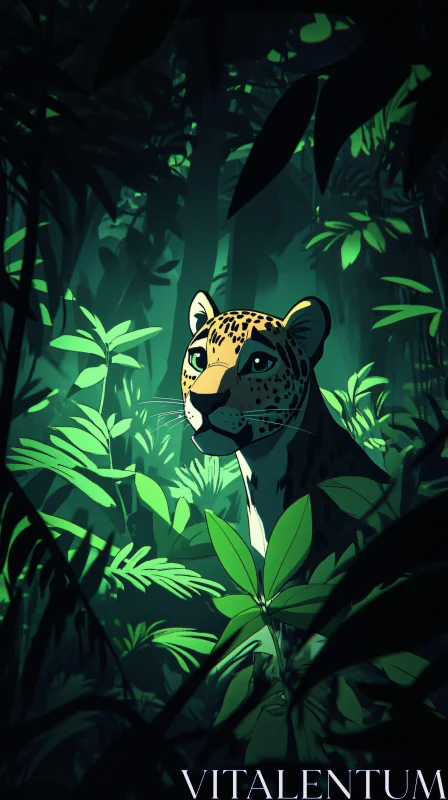 Leopard Amongst Jungle Greens AI Image