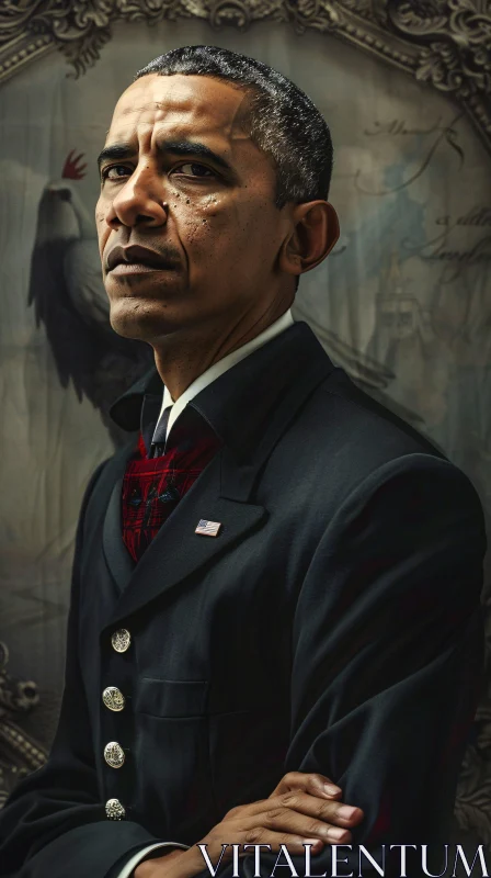 Vintage-Style Portrait of Barack Obama AI Image