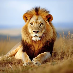 Lion in the Grassland