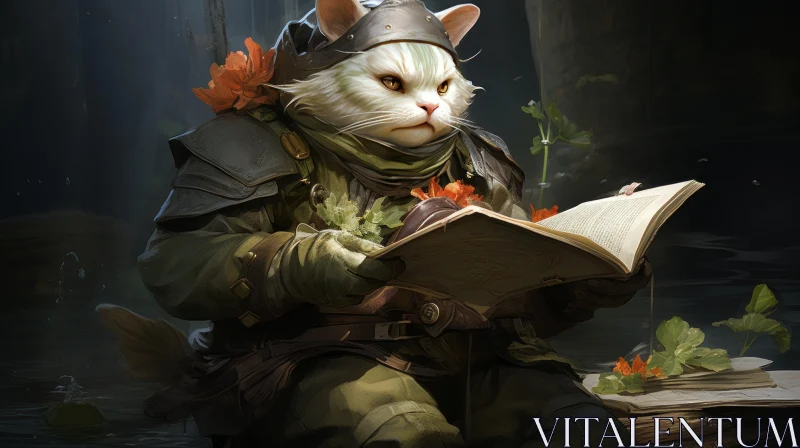 Captivating Cat in Armor: A Spatial Concept Art Masterpiece AI Image