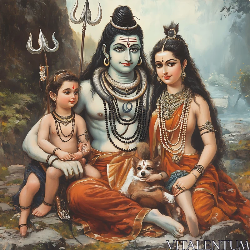 Serene Family in Earth Tones AI Image