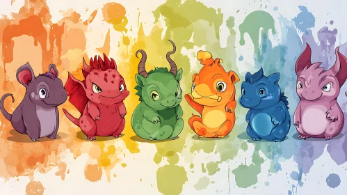 Colorful Dragon Characters Illustration